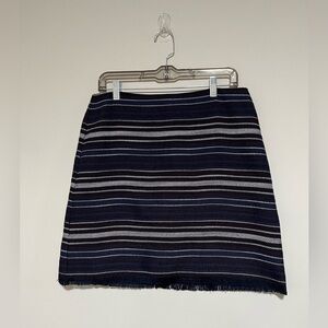 LOFT Outlet Striped Fringed Knit Skirt Size 8 Western Office Classic